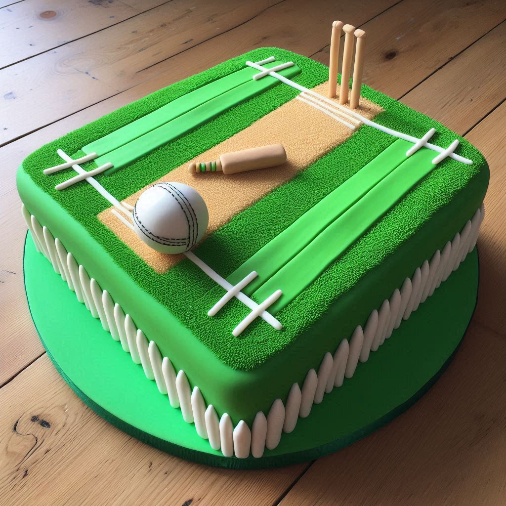 Cricket pitch cake design for cricket lovers