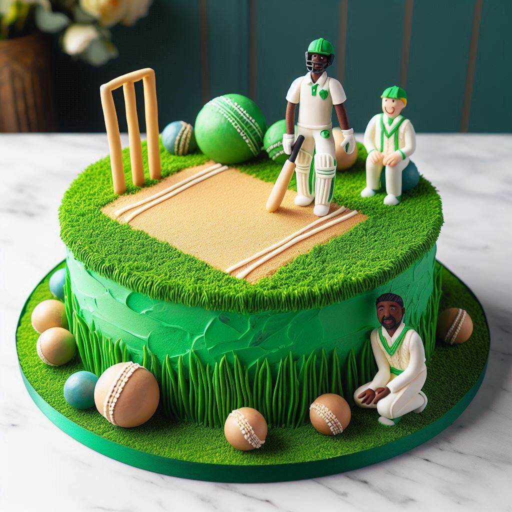 cricket design cake